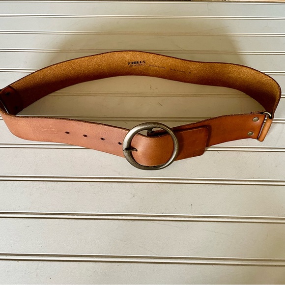 7 HILLS SAN FRANCISCO Genuine Leather Studded Belt Western Rodeo Boho Brass - Picture 2 of 8